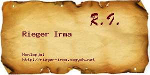 Rieger Irma névjegykártya